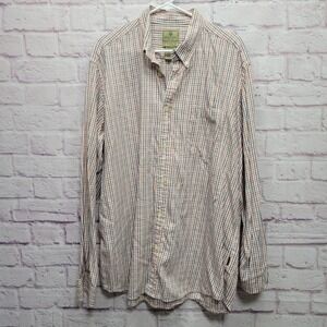 Beretta Square‎ Plaid Button Shirt Size XXL Off White Orange Blue Casual Skater